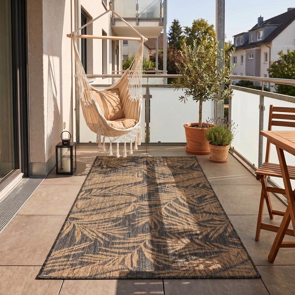 Tappeto da interno/esterno nero/marrone 80x150 cm Mira 1451 – Ayyildiz Carpets-image-1