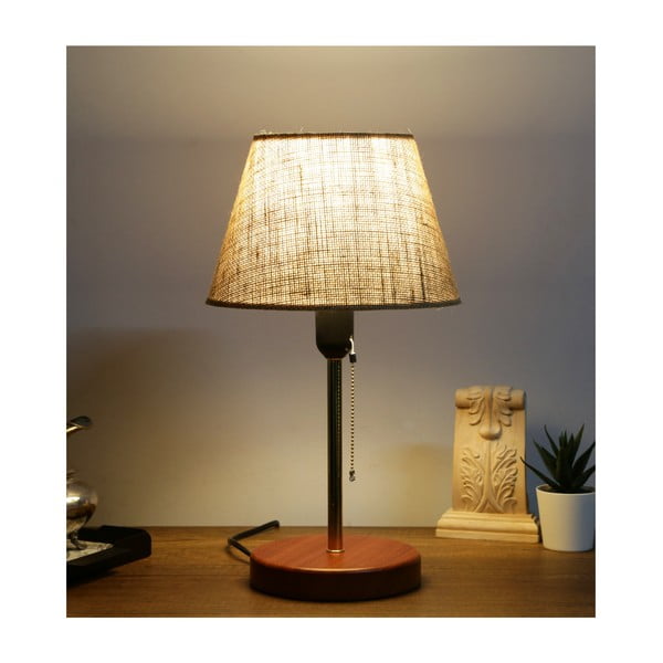 Lampada da tavolo beige con paralume in tessuto (altezza totale 14 cm) Mardin – Opviq lights-image-1