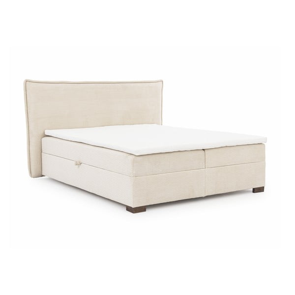 Letto boxspring beige con contenitore 200x200 cm Lysa – Ropez