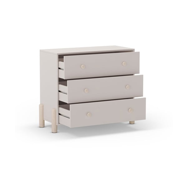 Cassettiera bassa per bambini in legno di pino color crema 90x80 cm Enola - Marckeric-image-4