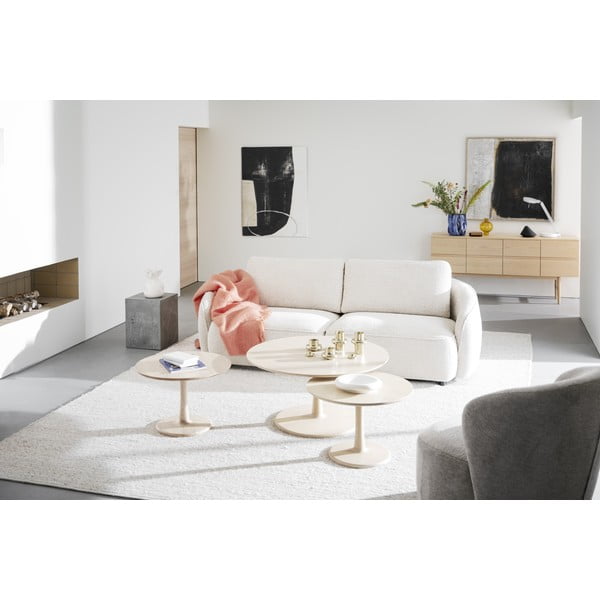 Tavolino rotondo in rovere decorato in colore naturale 60x60 cm Hobart - Rowico-image-4