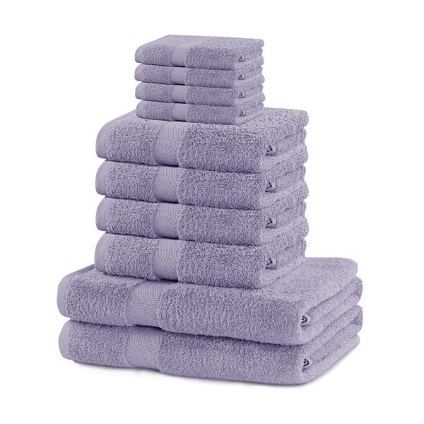 Set di asciugamani per viso e corpo tipo terry lavanda in cotone 10 pz Marina – Restilo