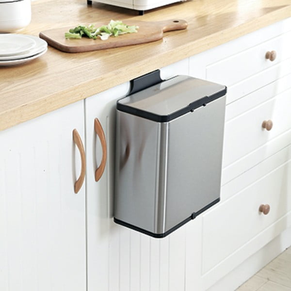 Contenitore per rifiuti compostabili in argento 7 l - Addis-image-3