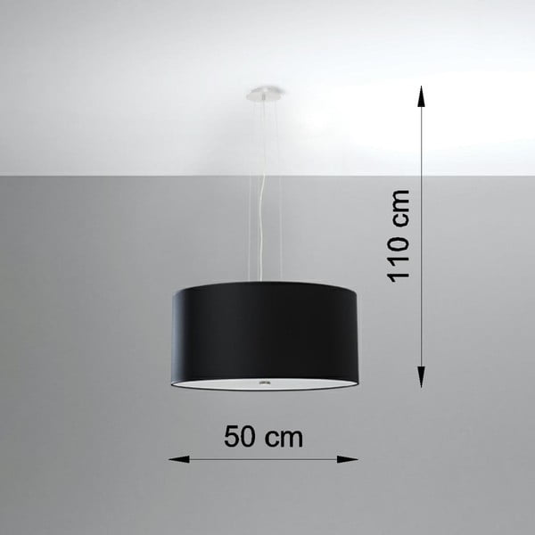 Lampada a sospensione nera con paralume in tessuto ø 50 cm Volta - Sollux-image-4