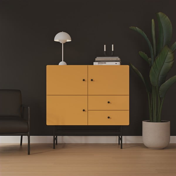 Cassettiera alta gialla 106x107 cm Cocktail - Tenzo-image-1