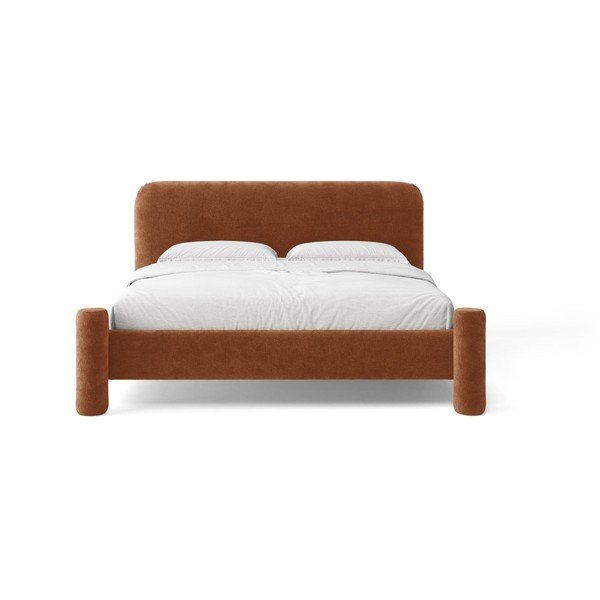 Letto matrimoniale imbottito color terracotta con rete inclusa 140x200 cm Vera – Micadoni -image-2