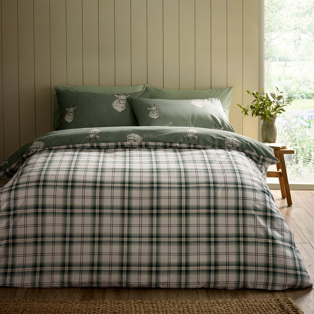 DOWNCOOL Set Copripiumino Matrimoniale Verde 3 Pezzi - Morbido Microfibra, Tutte Le Stagioni Con 2 Federe (208x218 Cm + 50x66 Cm) - 3