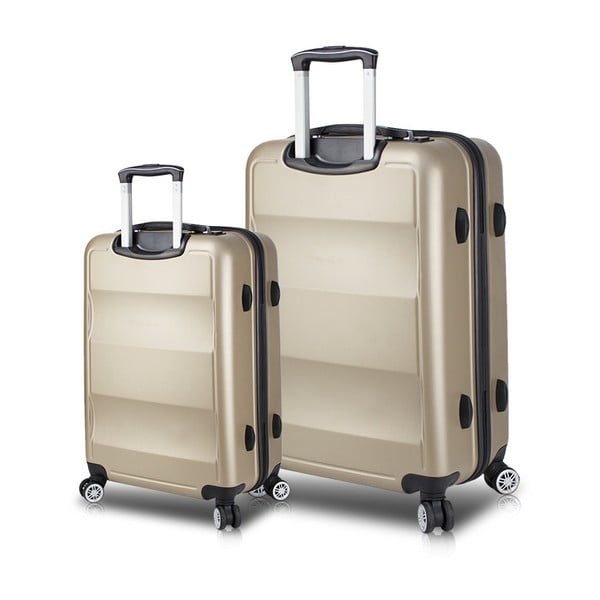 Set di 2 valigie a rotelle con porte USB in oro My Valice LASSO Cabin & Large - Myvalice