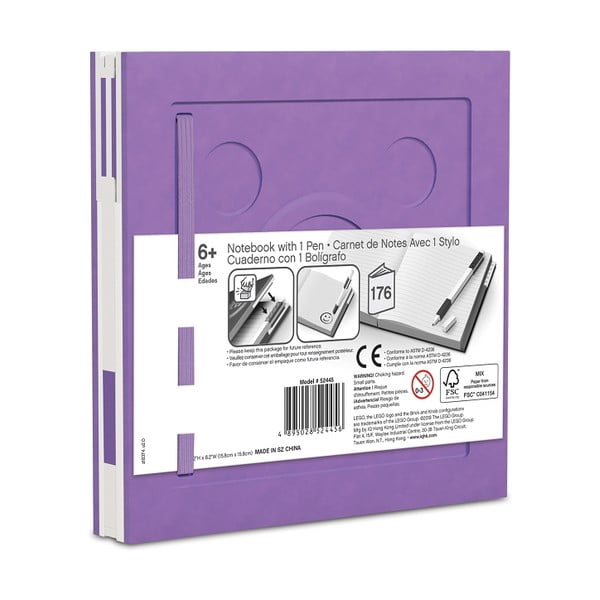 Quaderno quadrato viola con penna gel , 15,9 x 15,9 cm - LEGO®-image-2