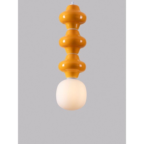 Lampadario bianco/arancione in ceramica con paralume in vetro ø 18 cm Clio – Nova Luce-image-1