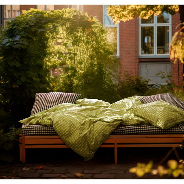 Biancheria da letto  verde e rosa in crêpe per letto singolo 140x200 cm Bæk&Bølge - JUNA-image-4