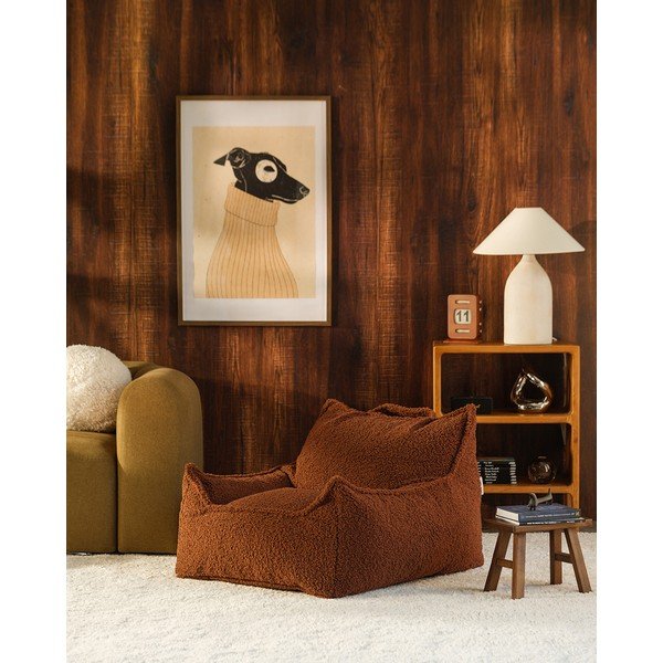 Pouf a sacco per bambini marrone chiaro con rivestimento in pelliccia sintetica Club – Wigiwama-image-1