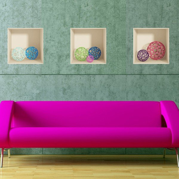 Sada 3 samolepek s 3D efektem Fanastick Spheres