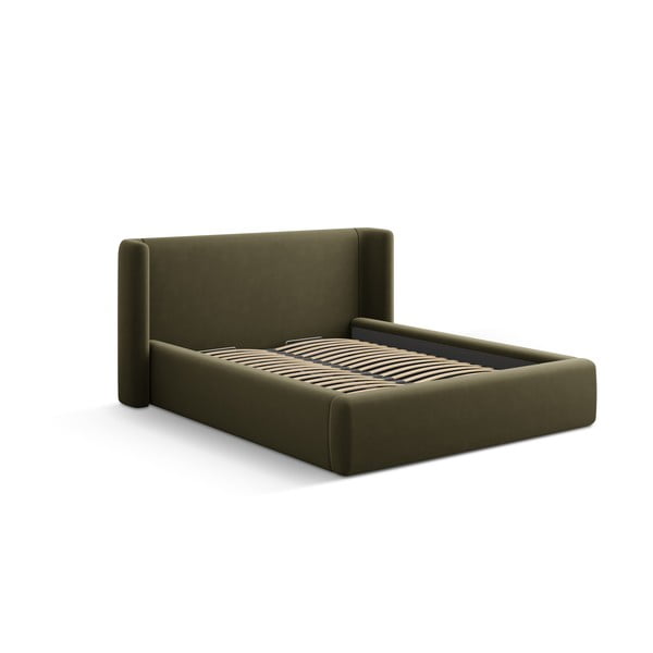 Letto matrimoniale imbottito verde con contenitore con rete inclusa 200x200 cm Jason – Windsor & Co Sofas-image-2