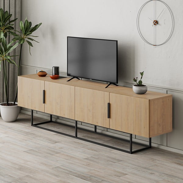 Tavolo TV in rovere colore naturale 200x55 cm Titan - Marckeric-image-1