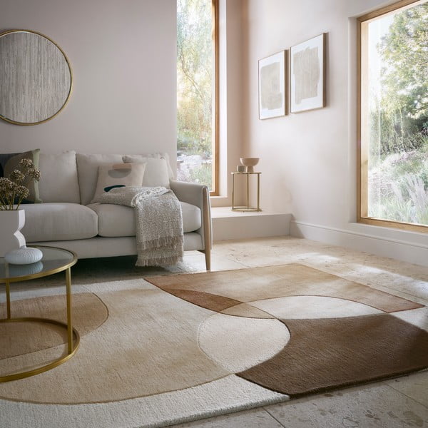 Tappeto marrone/beige in lana tessuto a mano 200x290 cm Glow – Flair Rugs-image-1
