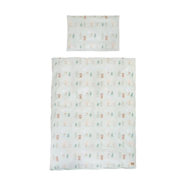Set copripiumino e federa da bambini verde chiaro in cotone per culla 100x135 cm Woodland Buddies – Roba