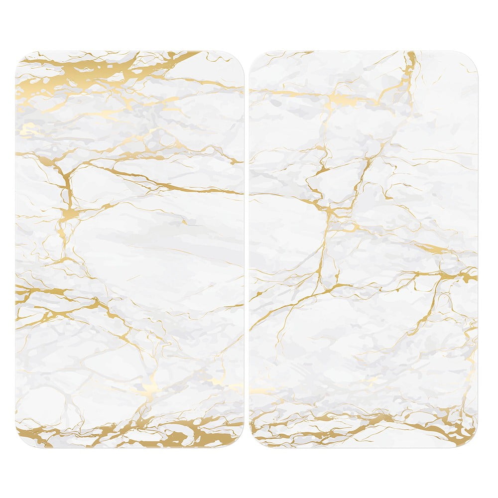 Set di 2 copri stufe in vetro in marmo bianco-oro, 52 x 30 cm Universal - Wenko | Coperture per piani cottura