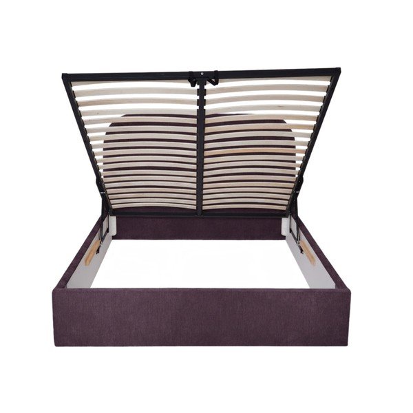 Letto matrimoniale imbottito viola con contenitore con rete inclusa 180x200 cm Sidney – Bobochic Paris-image-4