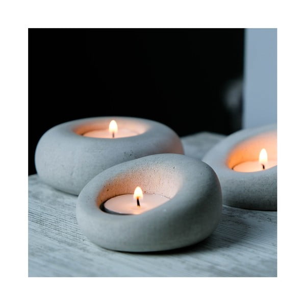 Candelieri in cemento in set da tè 3 pezzi Donut - Mioli Decor-image-1