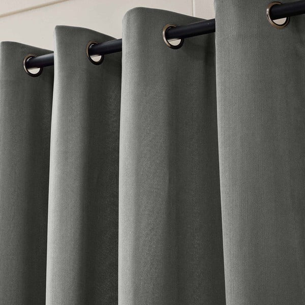 Tenda termoisolante color antracite in velluto a coste 140x260 cm Madison – douceur d'intérieur-image-2