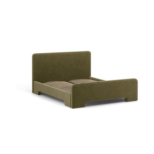 Letto matrimoniale imbottito verde chiaro con rete inclusa 160x200 cm Eda – Micadoni -image-1