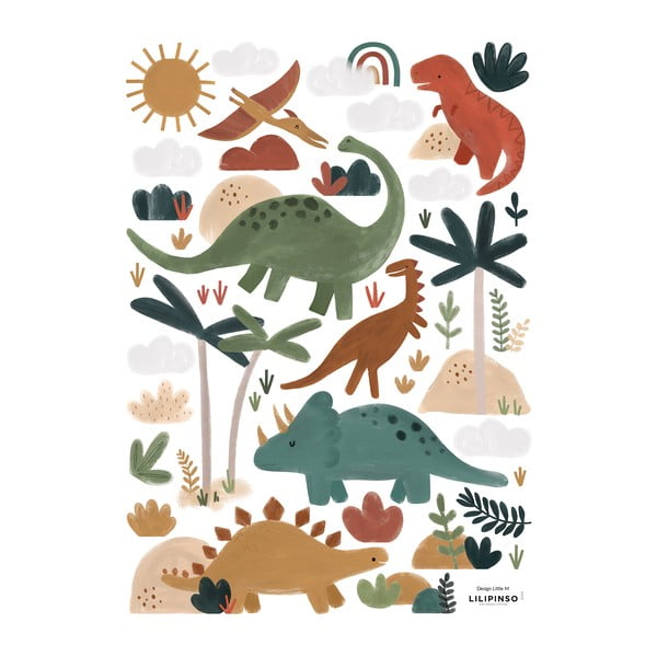 Foglio adesivo 30x42 cm Great Dinosaurs - Lilipinso