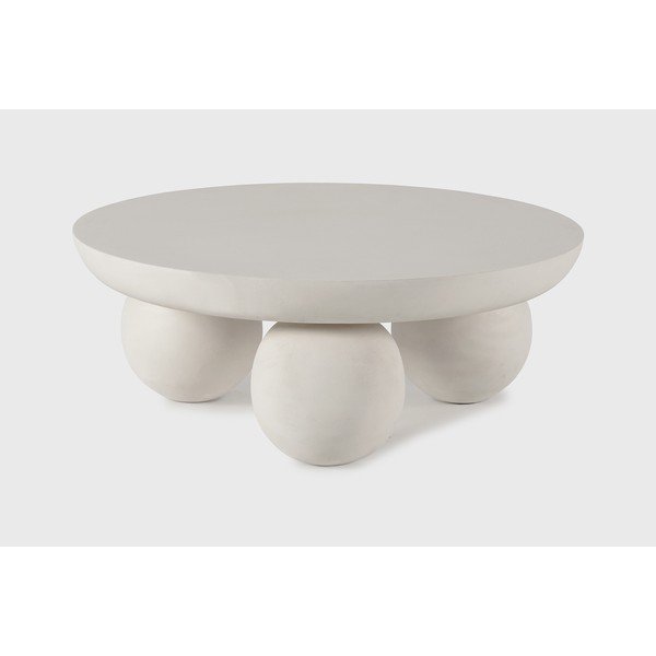 Tavolino da salotto rotondo beige in mango massiccio ø 90 cm Ailen – MOME-image-3