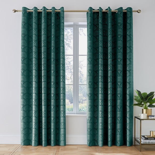 Tende in set verdi 2 pz 168x183 cm Art Deco Pearl – Catherine Lansfield-image-1