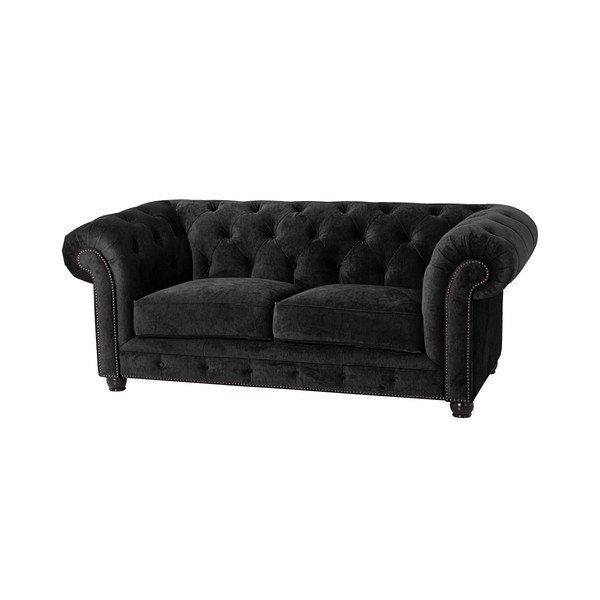 Divano nero Orleans Velvet, 196 cm - Max Winzer-image-1
