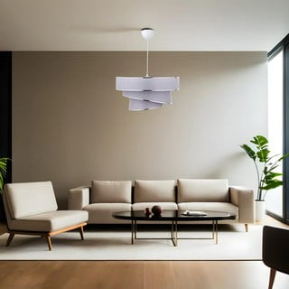Lampadario grigio/argentato con paralume in tessuto ø 40 cm Couper – Opviq lights