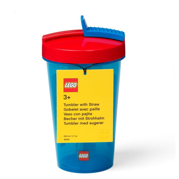 Tazza blu con coperchio rosso e cannuccia , 500 ml Iconic - LEGO®-image-1