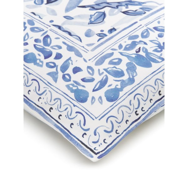 Biancheria da letto singola blu e bianca in cotone sateen , 155 x 220 cm Ryle - Westwing Collection-image-3