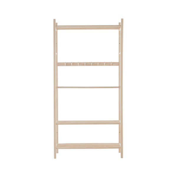 Set di mobili da ingresso colore naturale chiaro in pino massiccio 100x200x40 cm Woodley – Jotex-image-2