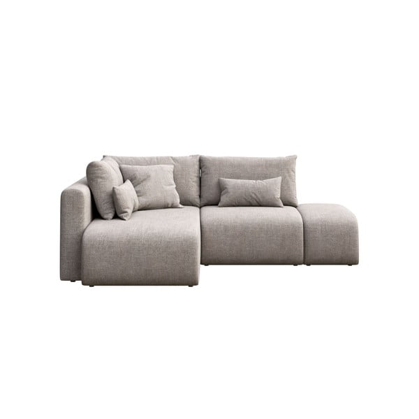 Divano letto angolare grigio chiaro con contenitore (angolo sinistro con lettino) Lumine - Ghado