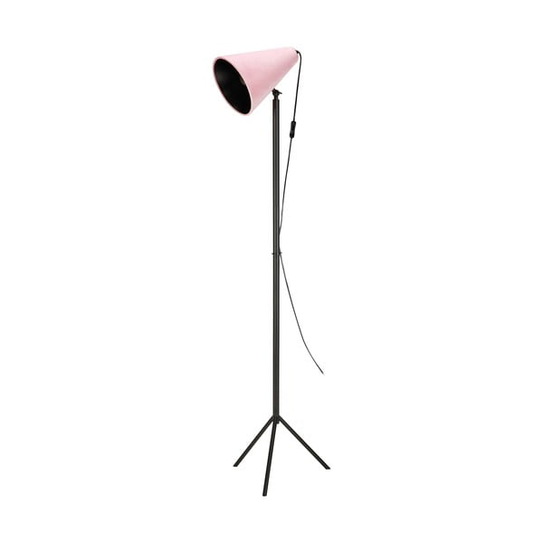 Lampada da terra nera con paralume rosa , altezza 1,5 m Cilla - Markslöjd