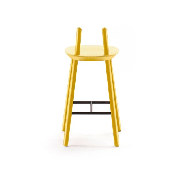 Sgabello da bar giallo in legno massiccio Naïve - EMKO-image-4