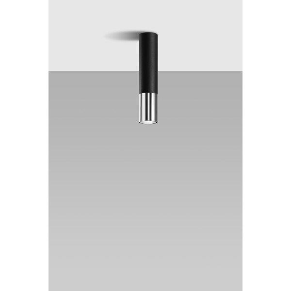 Plafoniera nera/argentata in metallo ø 6 cm Longbot – Sollux-image-2