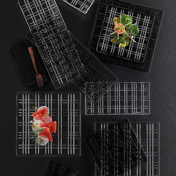 Vassoio da portata rettangolare in vetro cristallo Piastra, lunghezza 28 cm Square - Nachtmann-image-3