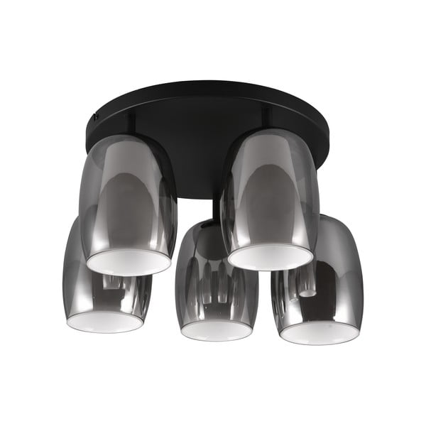 Apparecchio da soffitto con paralume in vetro ø 14 cm in nero-argento Barret - Trio Select