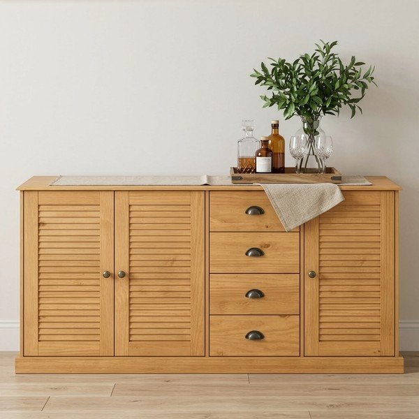Credenza colore naturale chiaro in pino massiccio 166x80x38 cm Edith – Støraa-image-4
