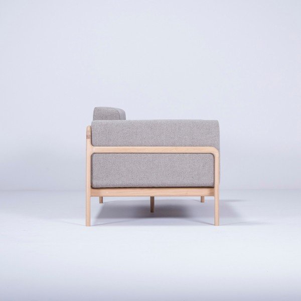 Divano grigio con struttura in rovere massiccio, 180 cm Fawn - Gazzda-image-3