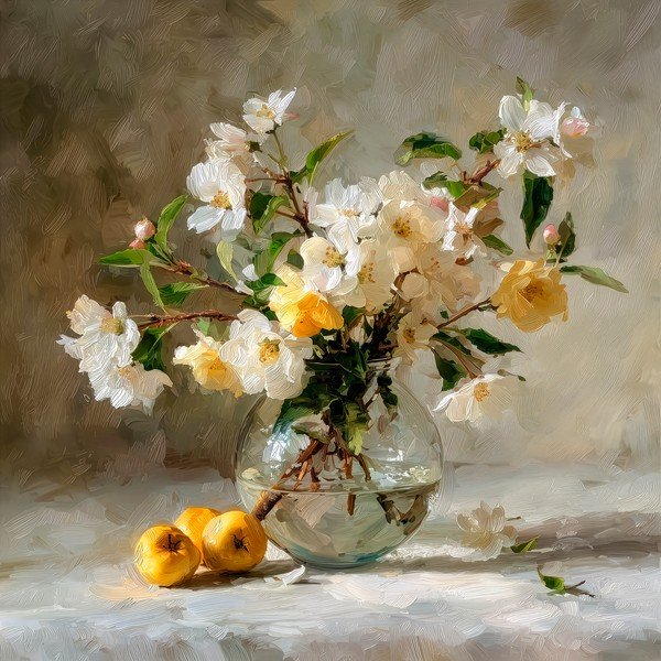 Dipinto stampato con cornice inclusa 70x70 cm Apple Flowers – Styler