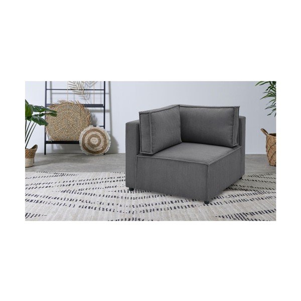 Modulo divano in velluto a coste variabile grigio scuro Nihad modular - Bobochic Paris-image-1