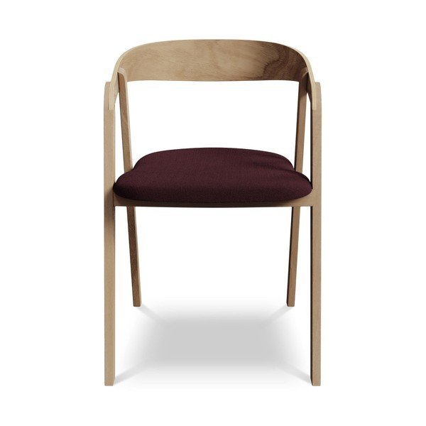 Sedia da pranzo burgundy in legno massiccio Erika – Makamii-image-1
