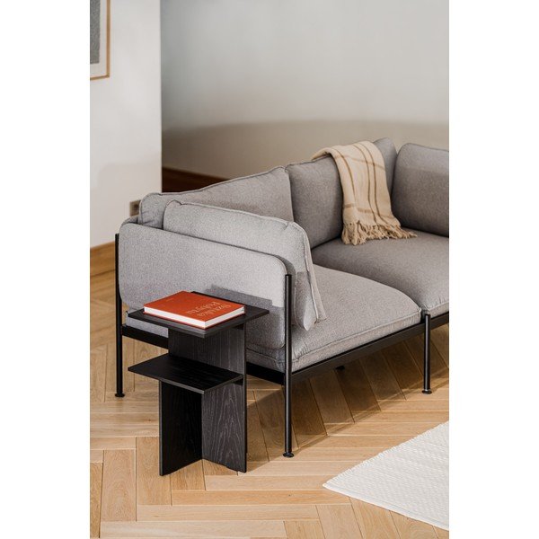 Comodino nero con effetto rovere con ripiani Atik – noo.ma-image-1