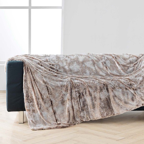 Coperta marrone in pelliccia finta 180x220 cm Antartic – douceur d'intérieur-image-2
