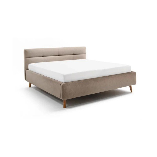 Letto matrimoniale imbottito beige con contenitore con rete inclusa 180x200 cm Lotte – Meise Möbel