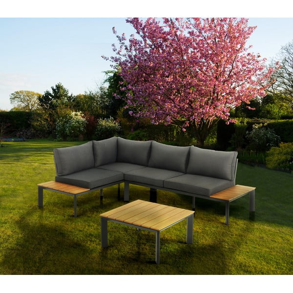 Set da giardino in alluminio in colore grigio-naturale per 3 persone Kamari - Tomasucci