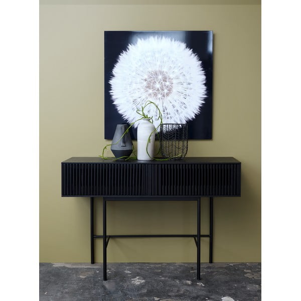 Consolle in rovere nero con gambe in metallo, lunghezza 120 cm Oxford - Canett-image-1